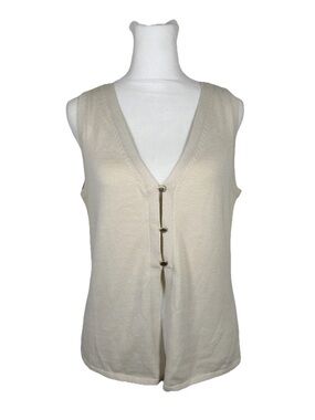 Abercrombie and Fitch V-neck Cut Away Sweater Vest Ivory Size Medium